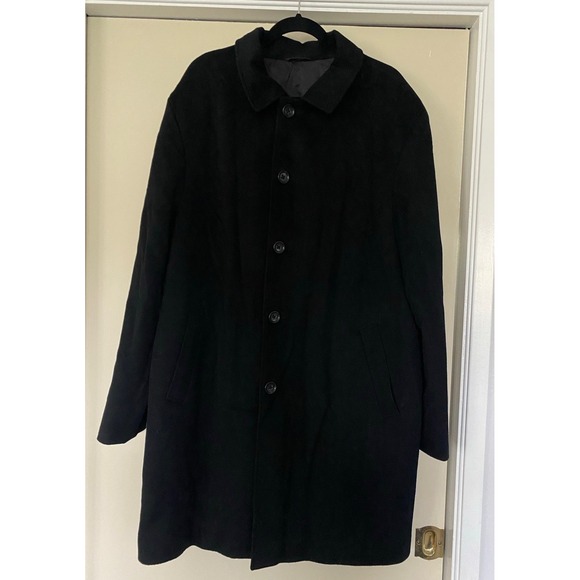 John W. Nordstrom Loro Piana Storm System Wool Topcoat Overcoat 46R Black Italy